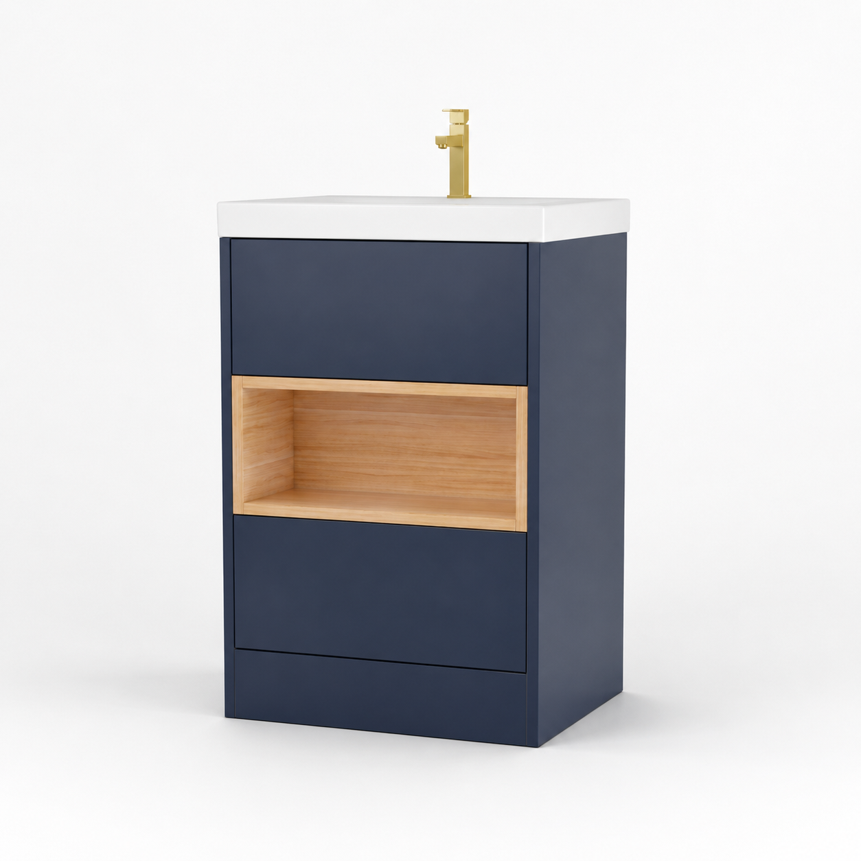 600mm Floor Standing Vanity Unit with Basin and Open Shelf