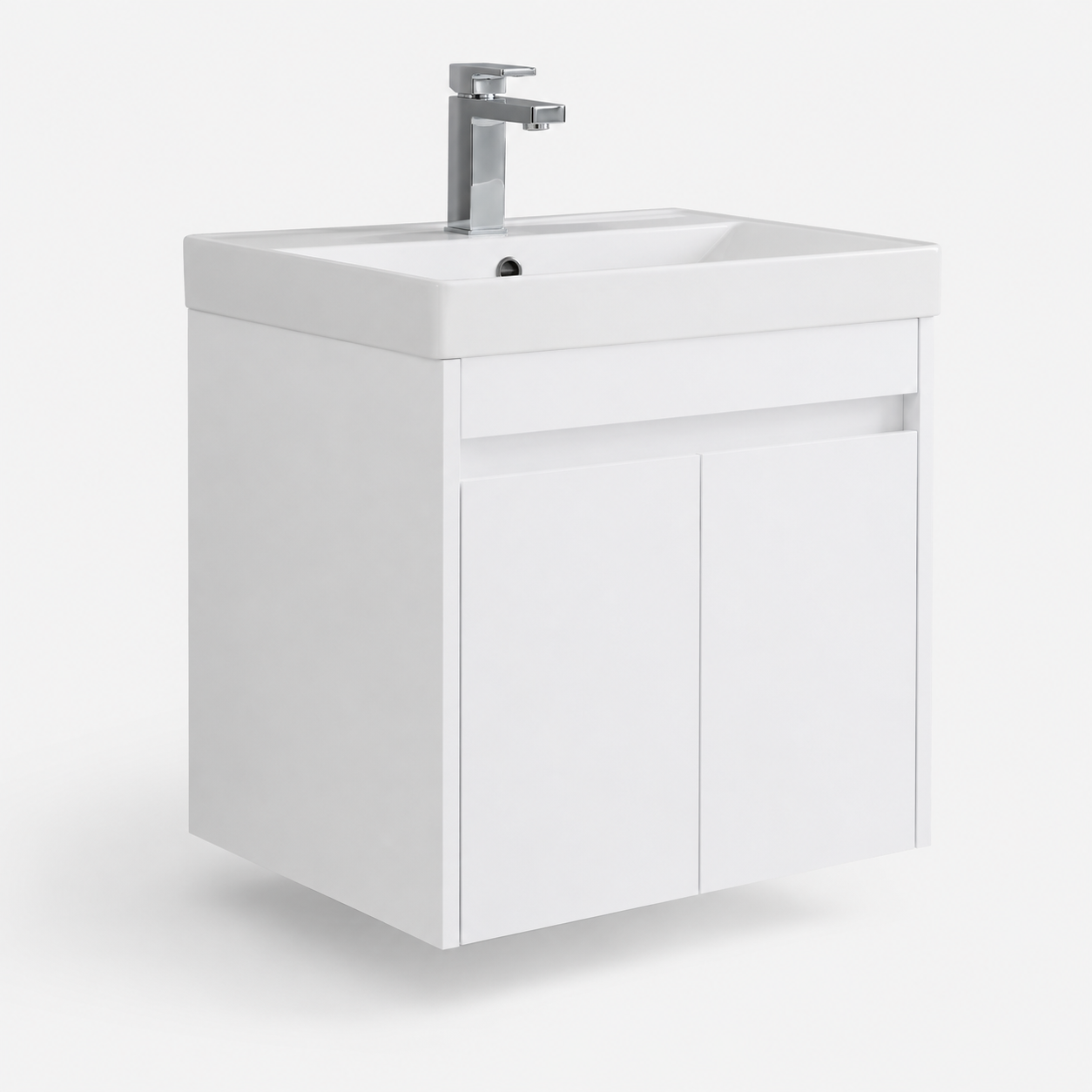 600mm Handle less Wall-Hung Vanity Unit with Ceramic Basin