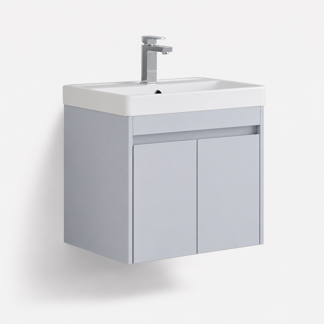 600mm Handle less Wall-Hung Vanity Unit with Ceramic Basin
