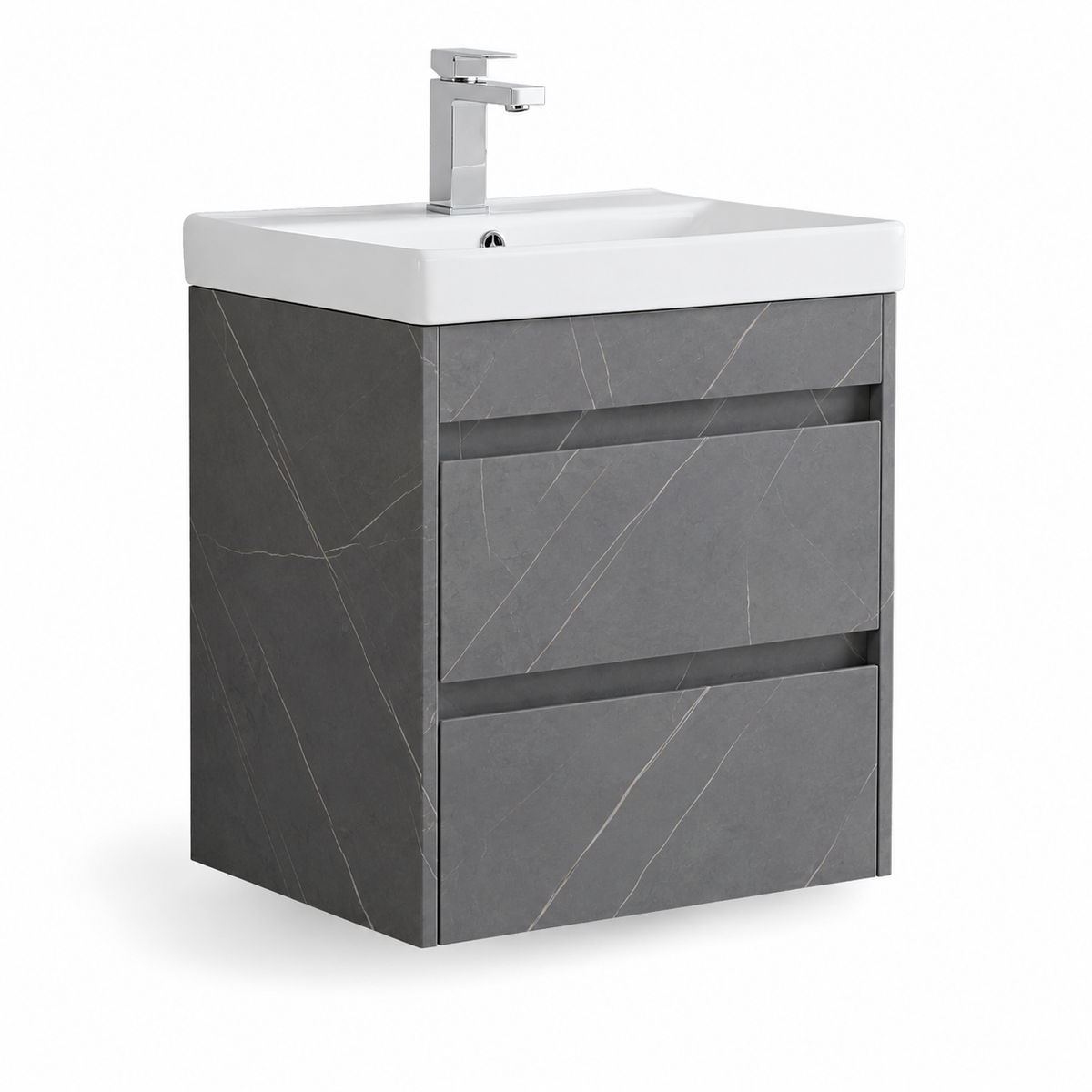 600mm Two-Drawer Wall-Hung Vanity Unit with Ceramic Basin
