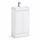 490mm Compact Floor Standing Vanity Unit with Basin in White Gloss