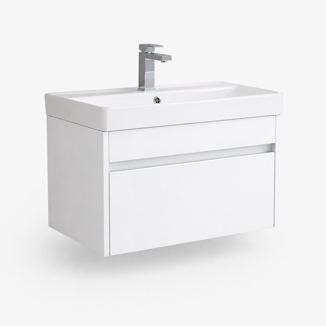 750mm Single-Drawer Wall-Hung Vanity Unit with Ceramic Basin