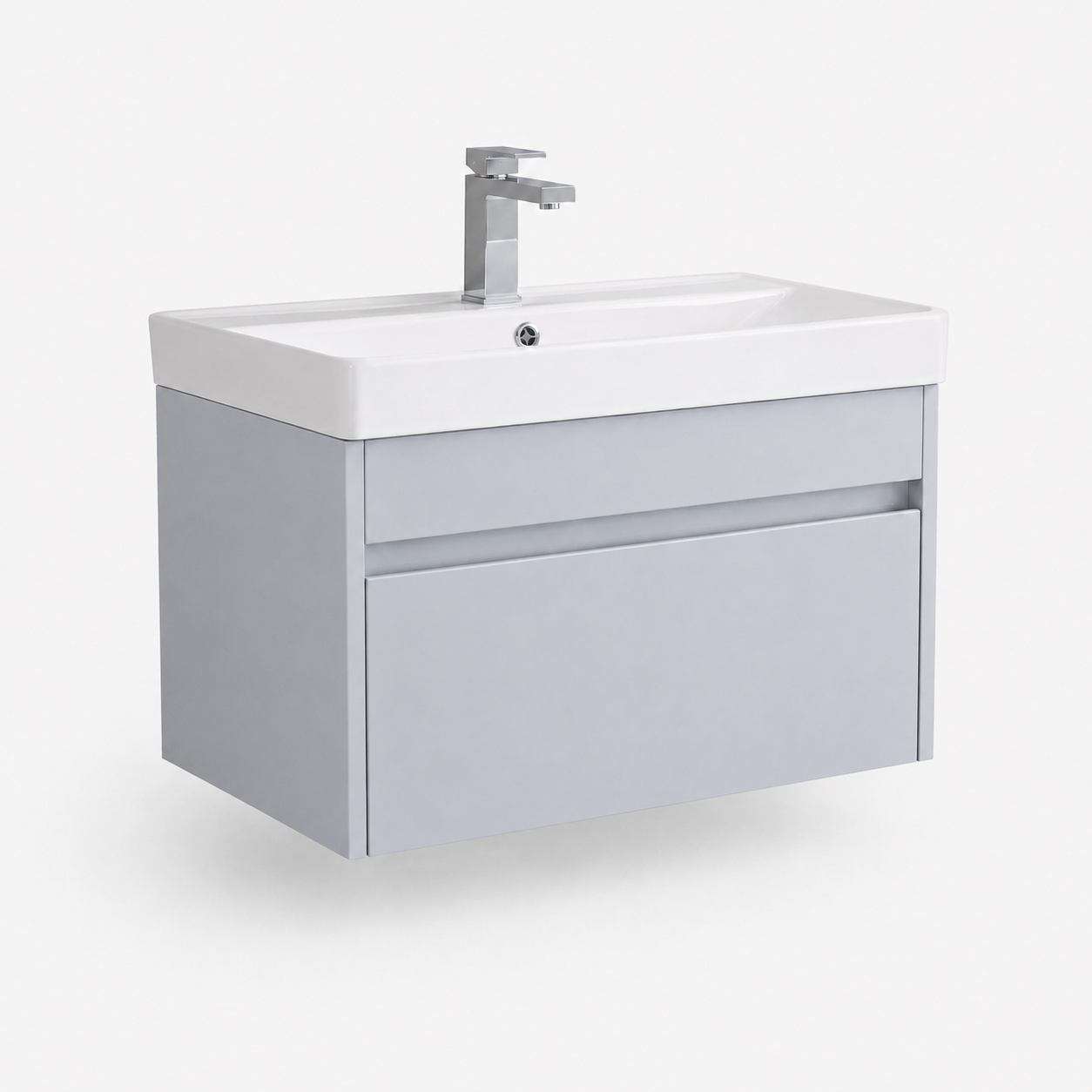 750mm Single-Drawer Wall-Hung Vanity Unit with Ceramic Basin