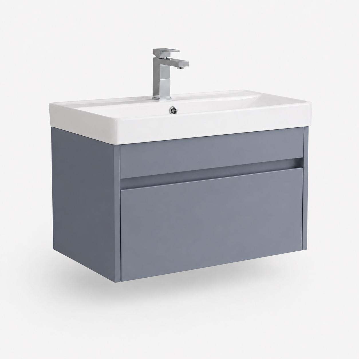 750mm Single-Drawer Wall-Hung Vanity Unit with Ceramic Basin