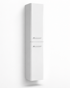 300mm Slim Wall Hung Tall Bathroom Cabinet in White Gloss