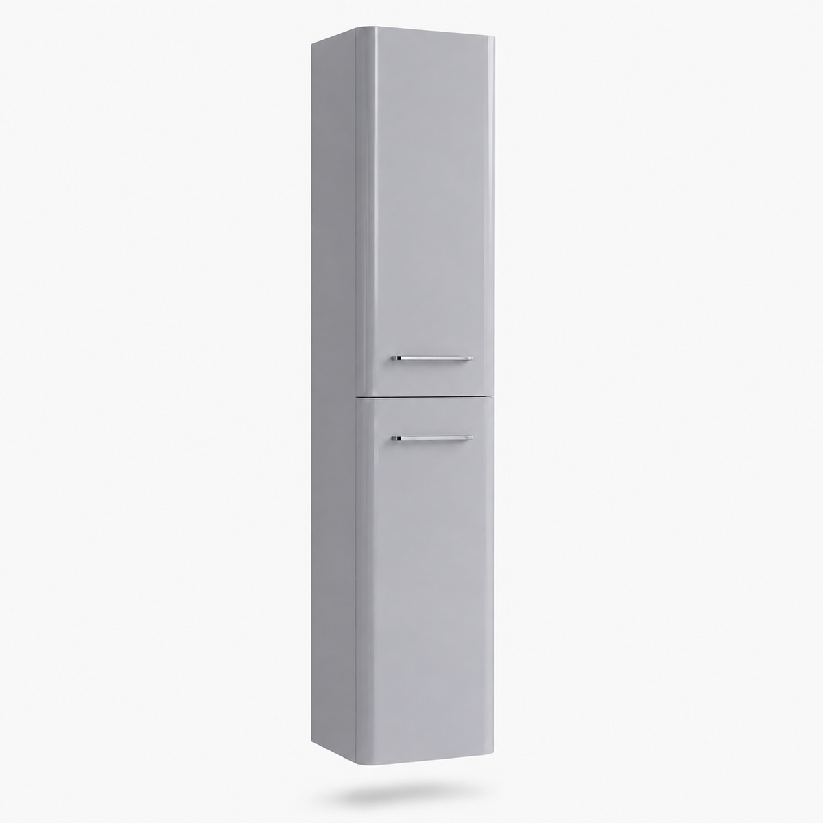 300mm Slim Wall Hung Tall Bathroom Cabinet in Light Grey