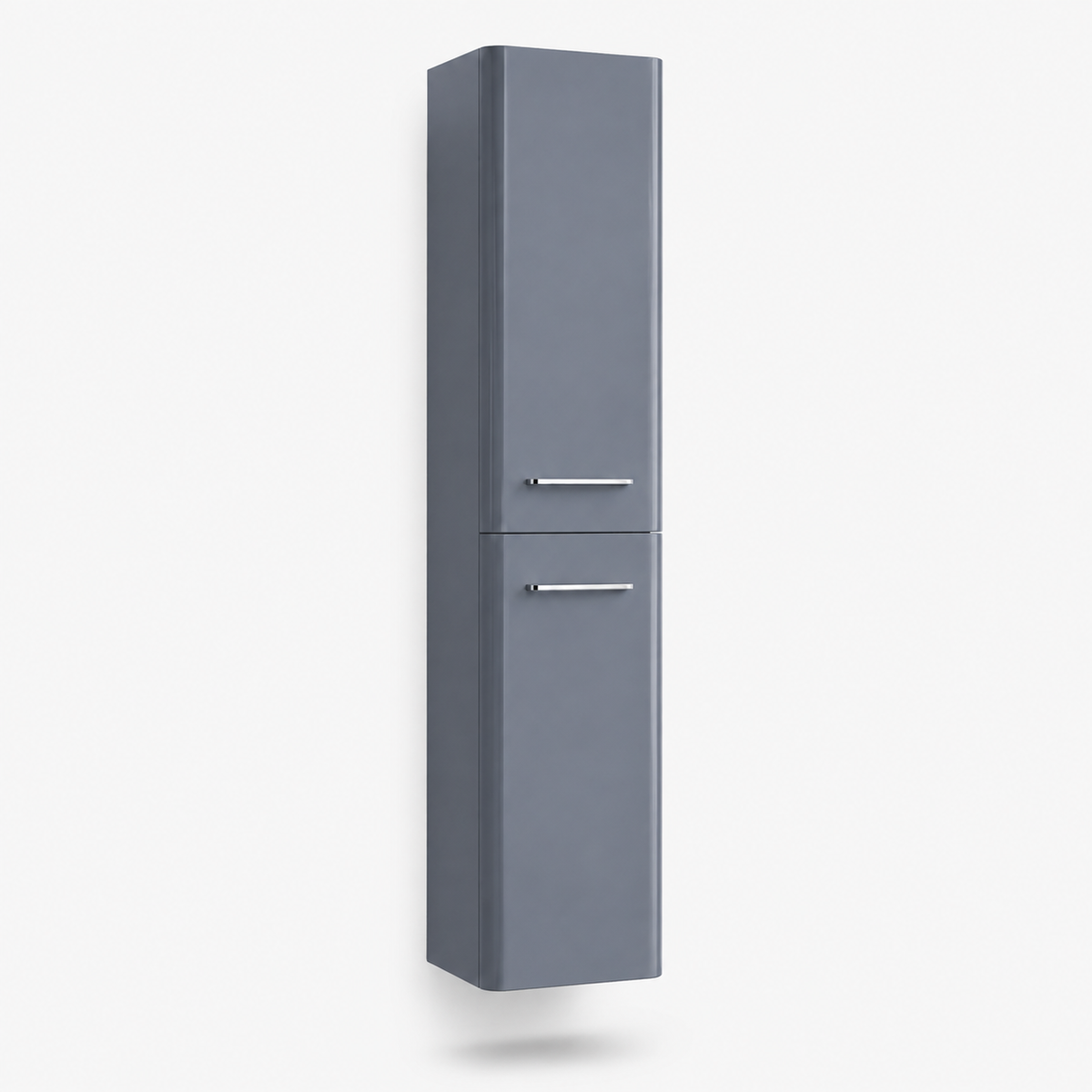 300mm Slim Wall Hung Tall Bathroom Cabinet in Mid Grey