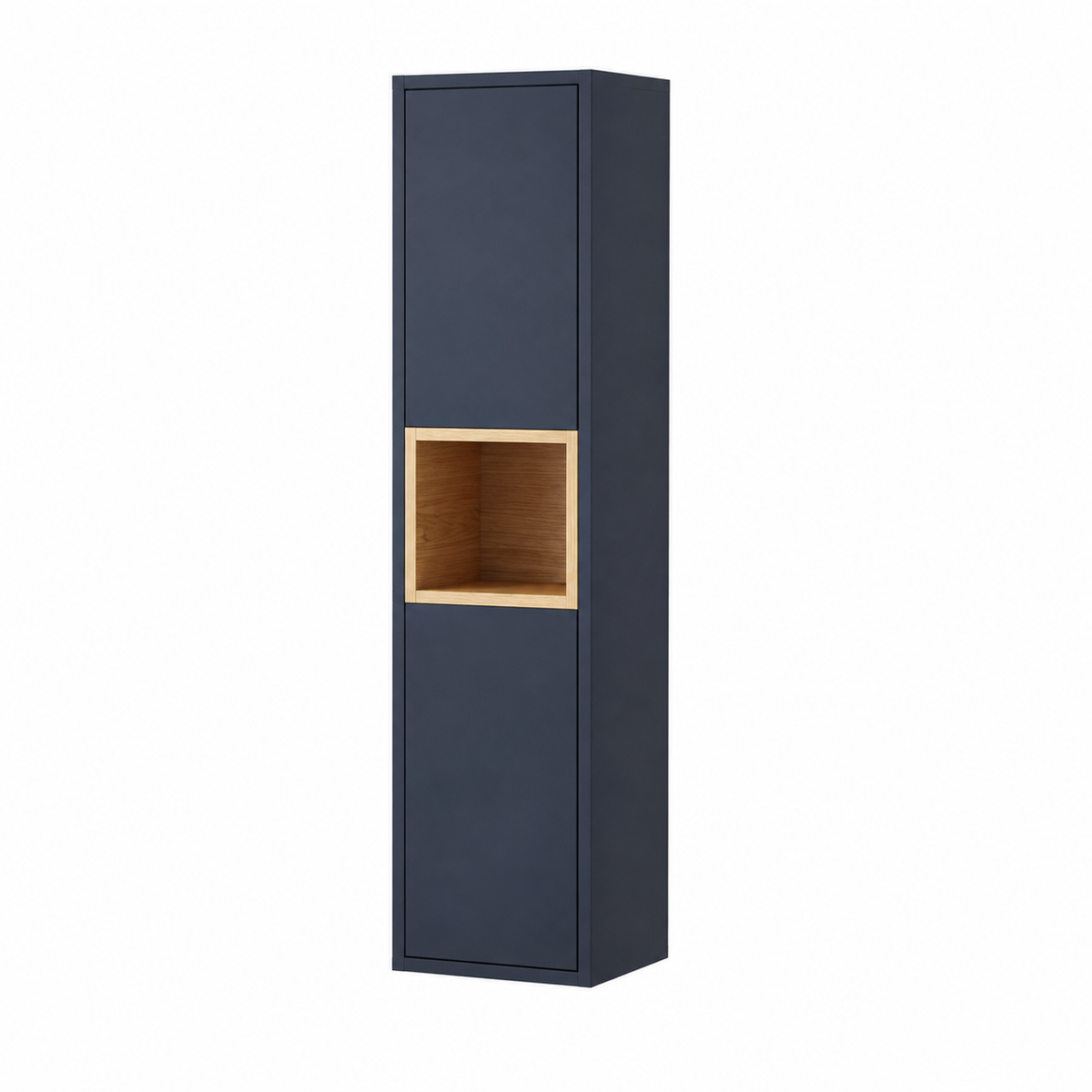 300mm Wall Hung Tall Cabinet with Open Shelf in Dark Blue