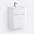 500mm Wall-Hung Vanity Unit with Curved-edge Ceramic Basin in White Gloss
