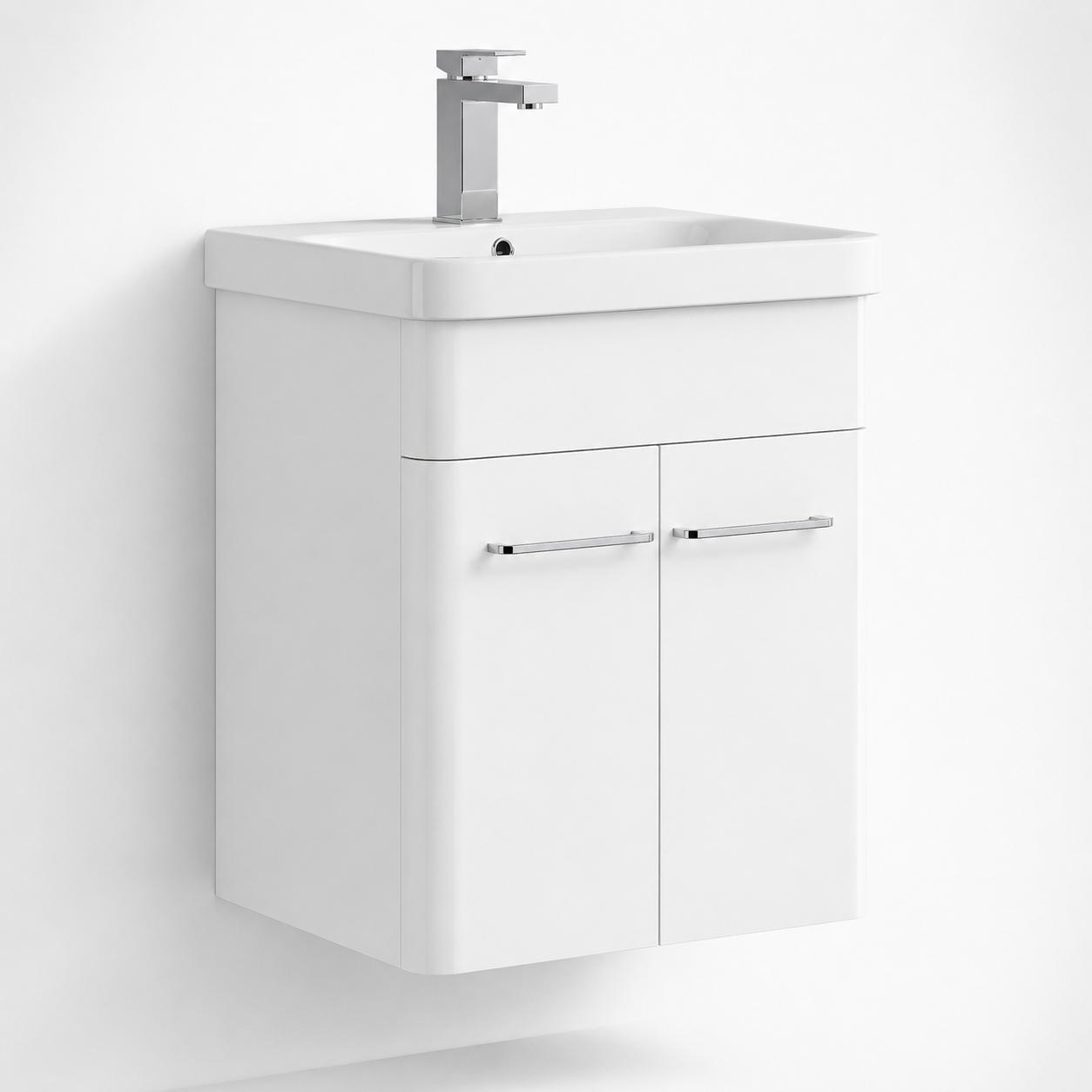 600mm Wall-Hung Vanity Unit with Curved-edge Ceramic Basin