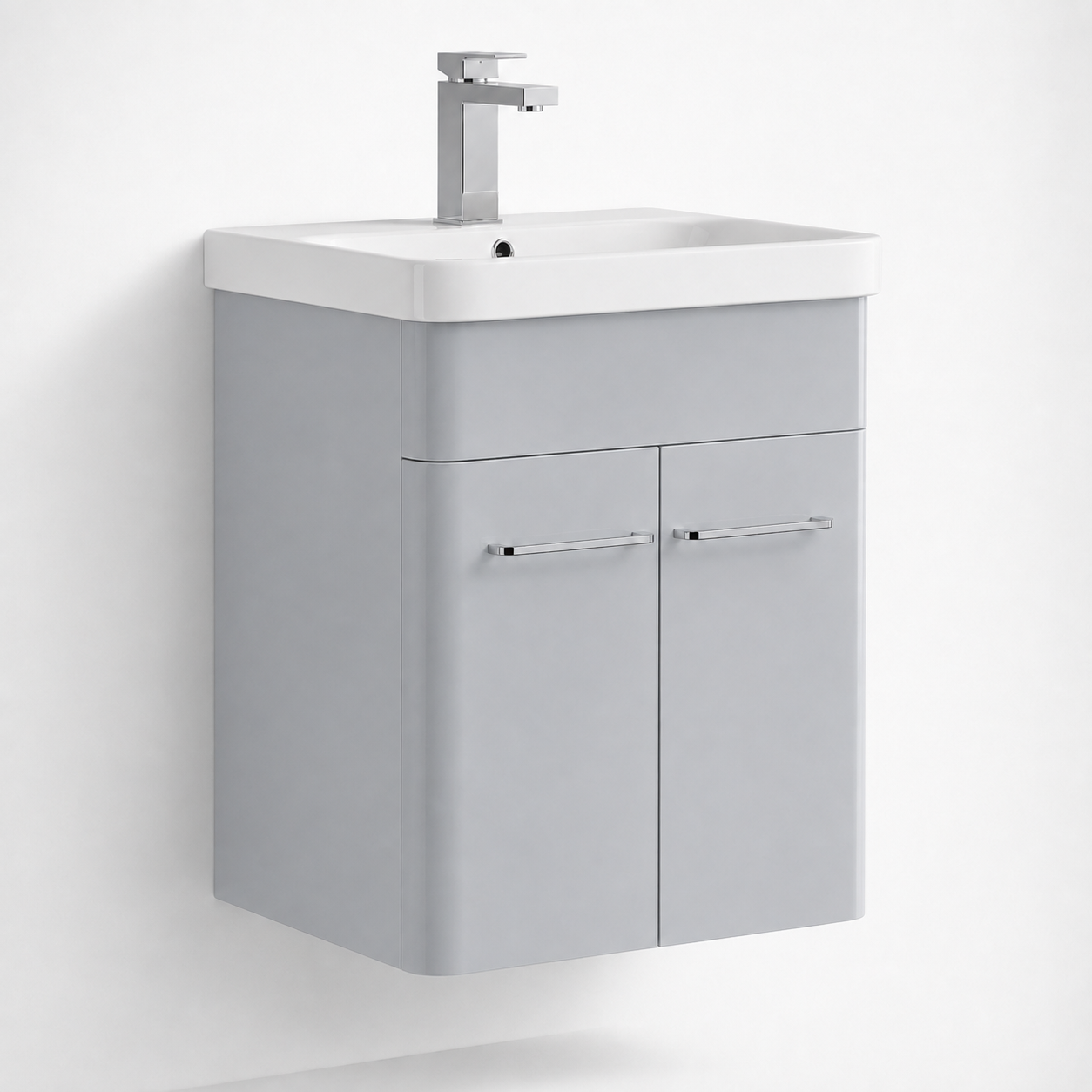 600mm Wall-Hung Vanity Unit with Curved-edge Ceramic Basin