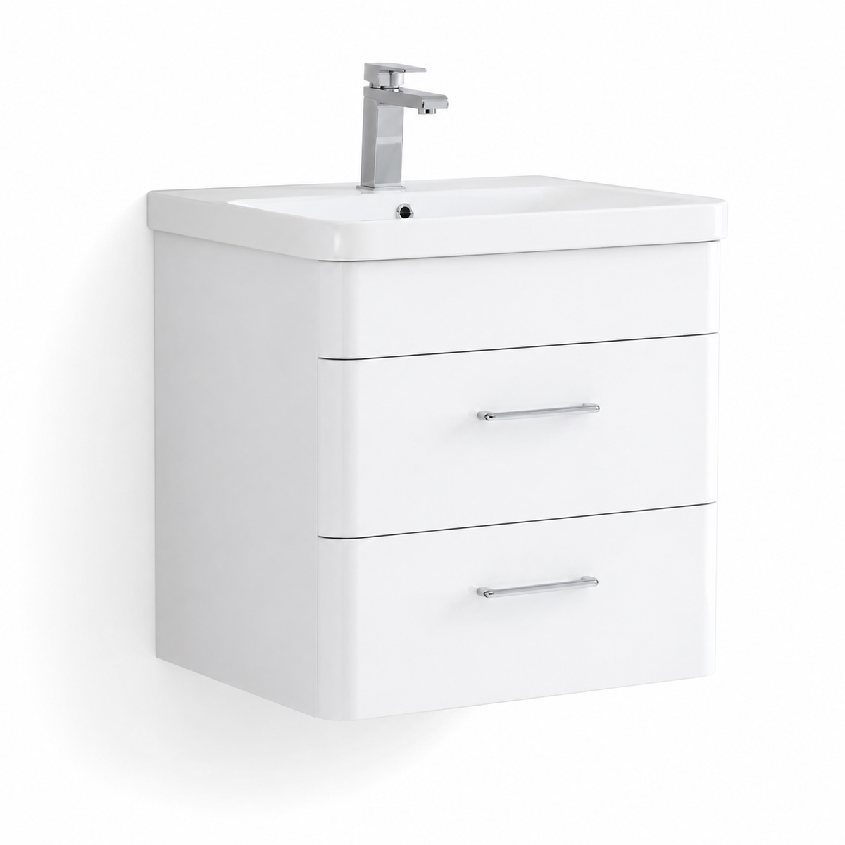 600mm Two-Drawer Wall-Hung Vanity Unit with Ceramic Basin
