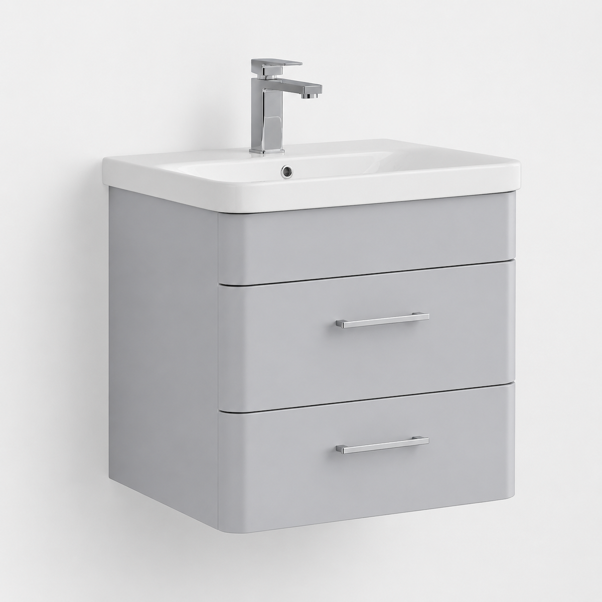 600mm Two-Drawer Wall-Hung Vanity Unit with Ceramic Basin