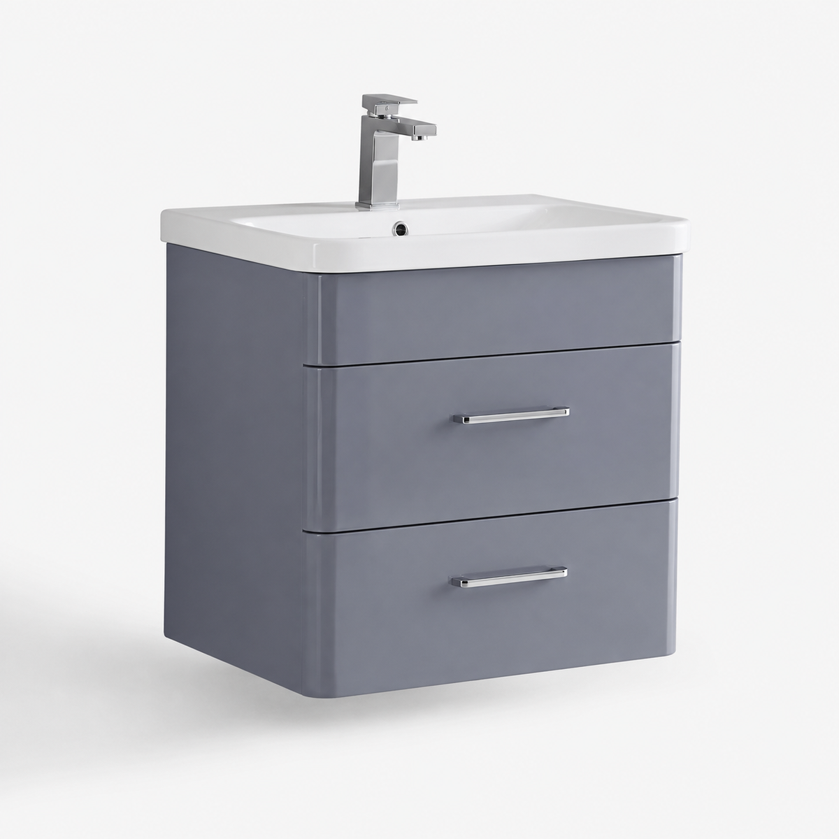 600mm Two-Drawer Wall-Hung Vanity Unit with Ceramic Basin