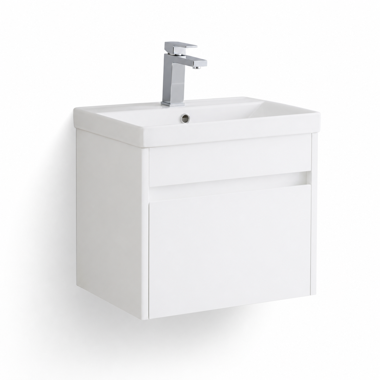 500mm Single-Drawer Wall-Hung Vanity Unit with Ceramic Basin