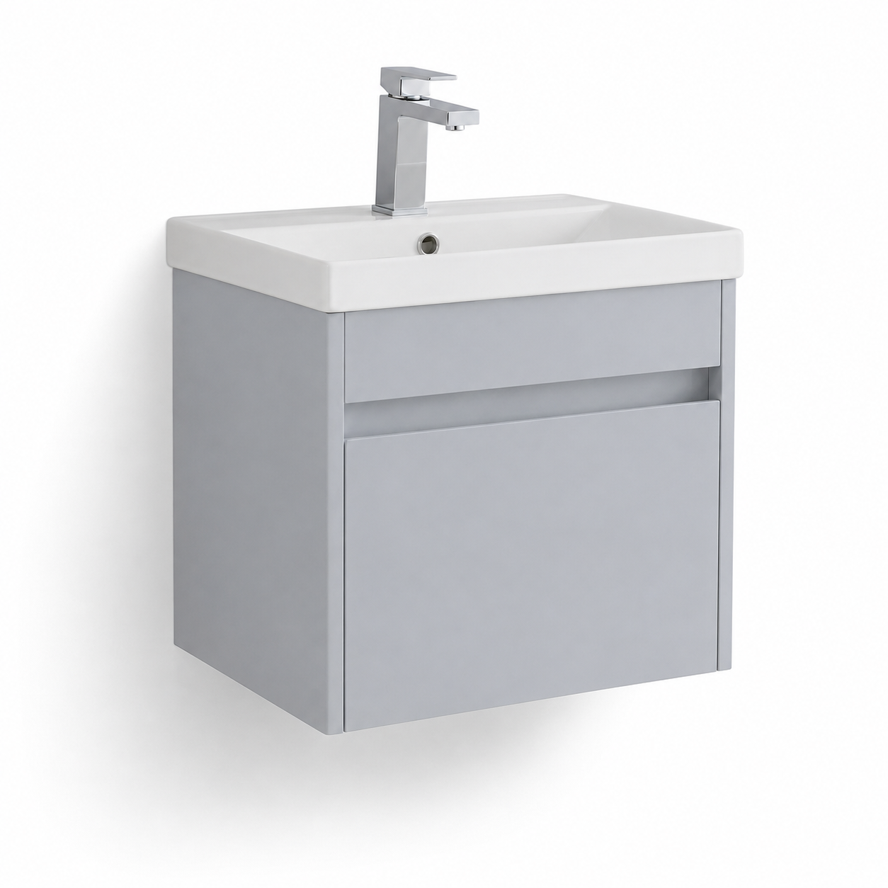 500mm Single-Drawer Wall-Hung Vanity Unit with Ceramic Basin