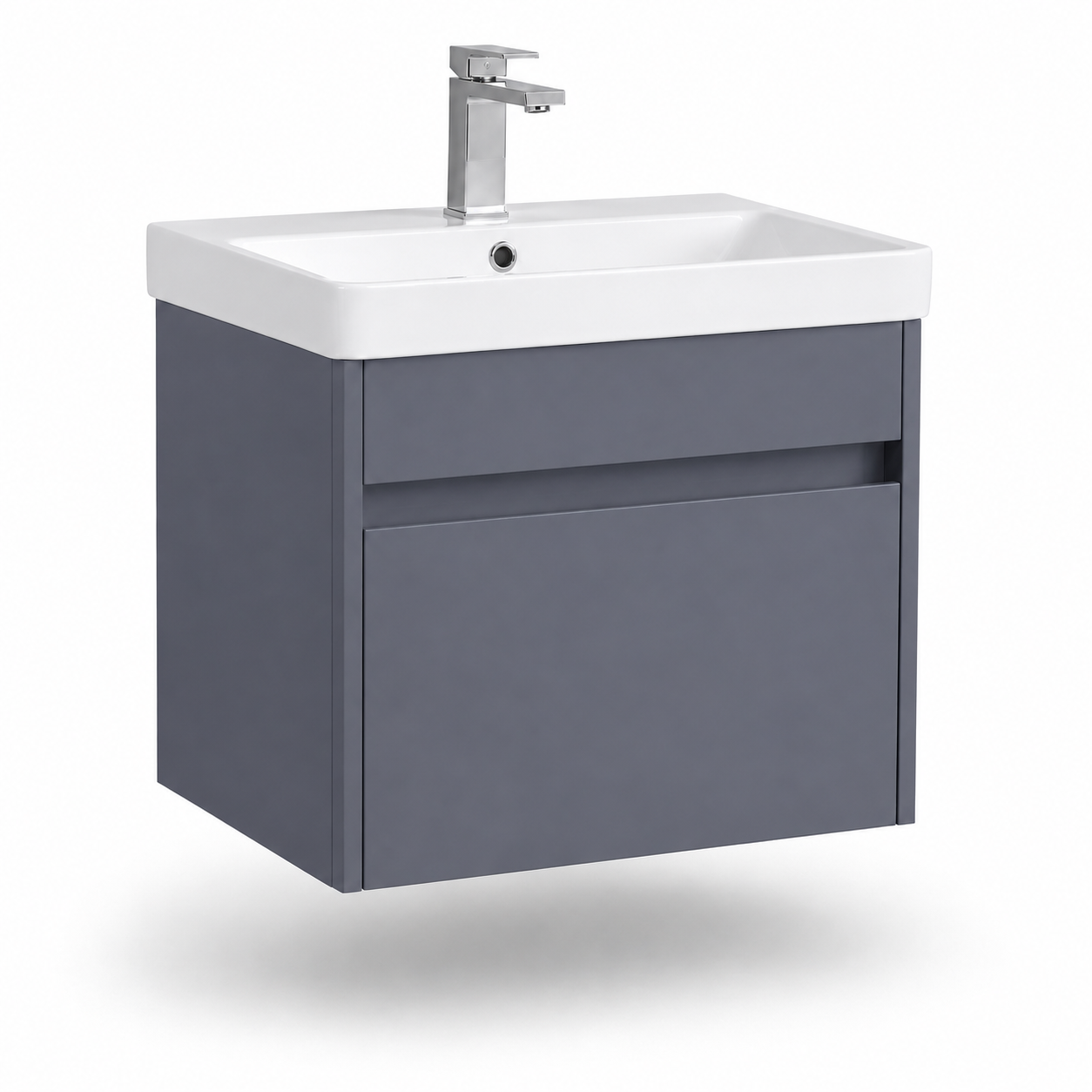 600mm Single-Drawer Wall-Hung Vanity Unit with Ceramic Basin
