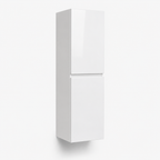 300mm Handleless Wall Hung Tall Bathroom Cabinet in White Gloss