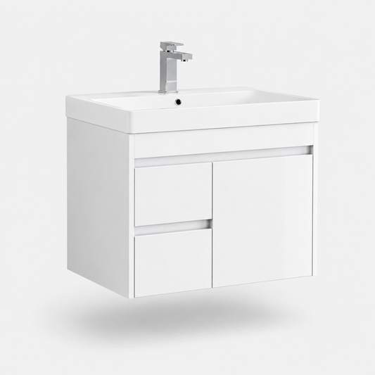750mm Handle less Drawer Wall-Hung Vanity Unit with Ceramic Basin