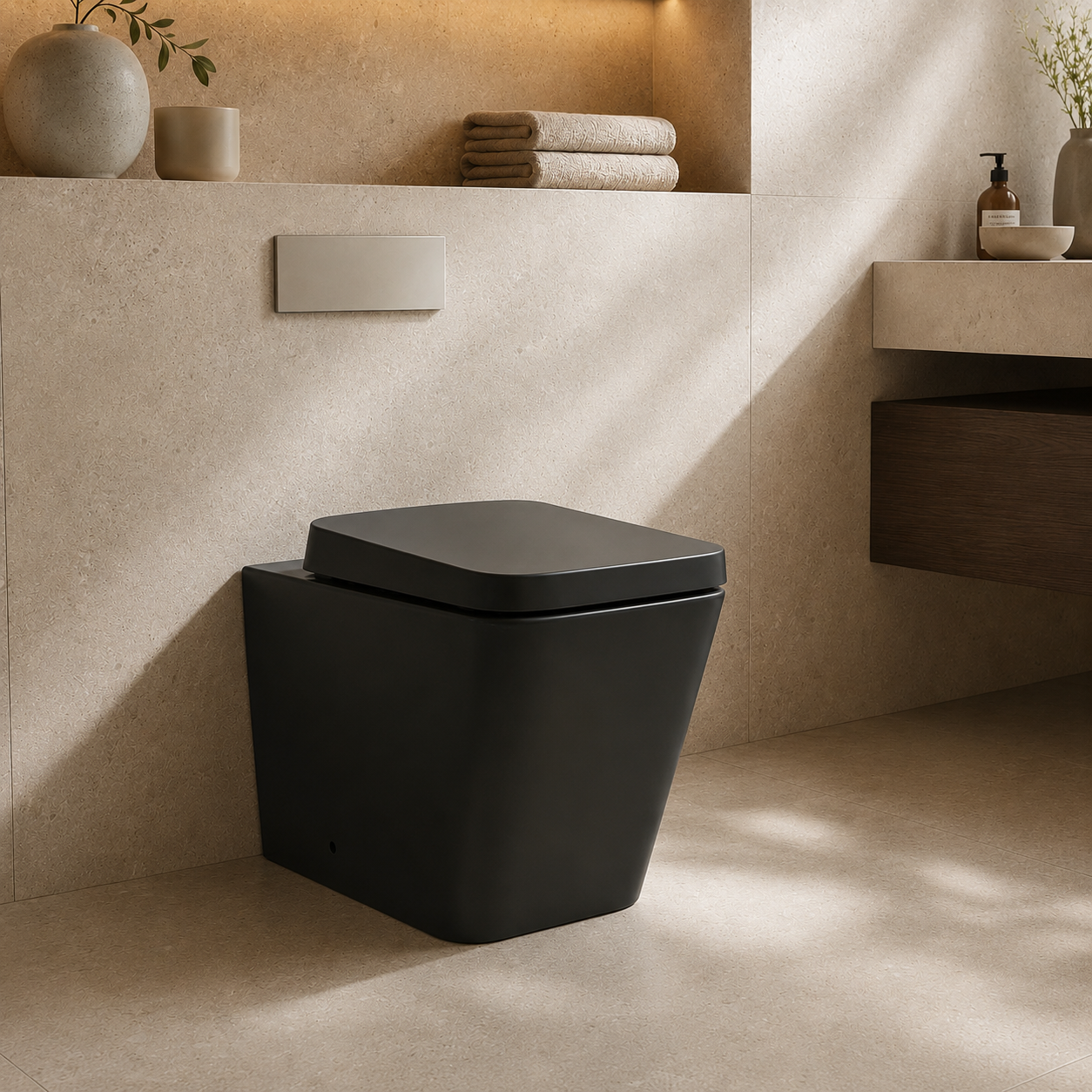 103S Square Short-Projection Back-to-Wall Toilet with Soft-Close Seat