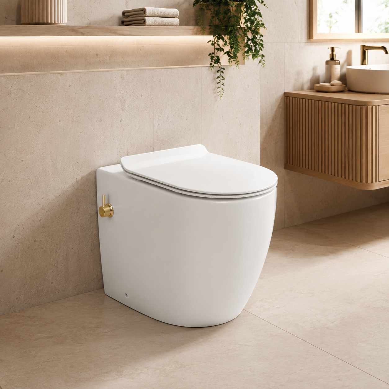 Back-to-Wall Round Rimless Bidet Toilet – 107N