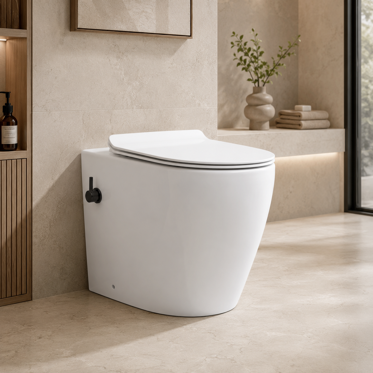 Back-to-Wall Round Rimless Bidet Toilet – 107N