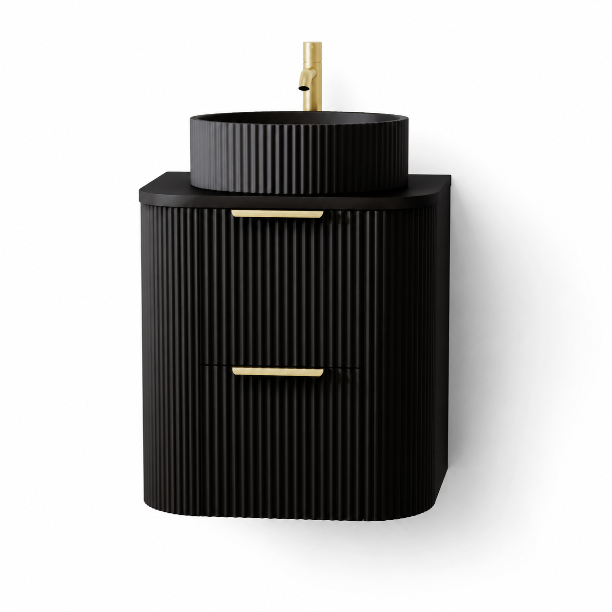 500mm Fluted Wall-Hung Vanity Unit with Worktop, Art Basin & Tap