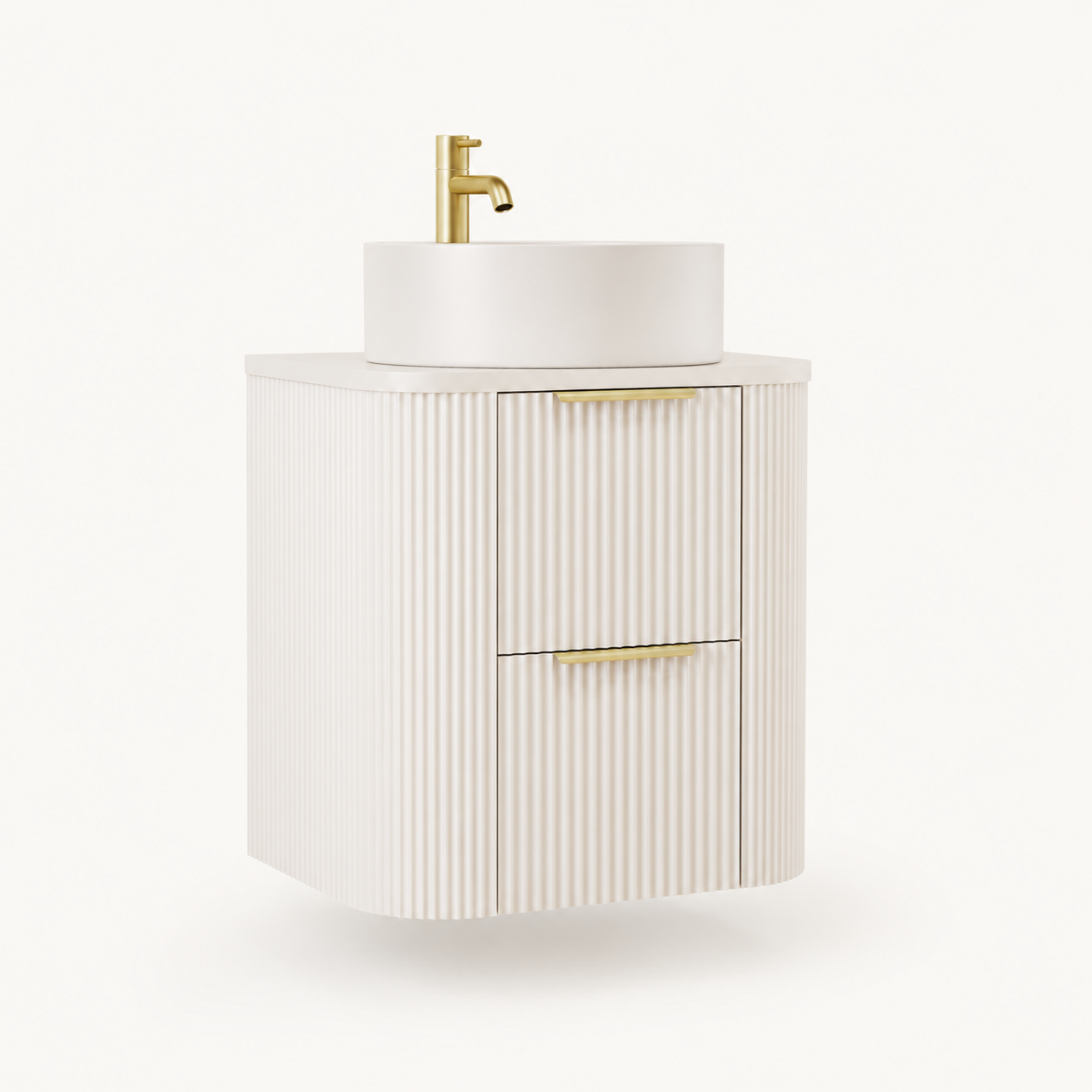 500mm Fluted Wall-Hung Vanity Unit with Worktop, Art Basin & Tap
