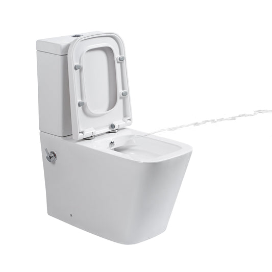 Close Coupled Soft Close Seat Square Rimless Bidet Toilet
