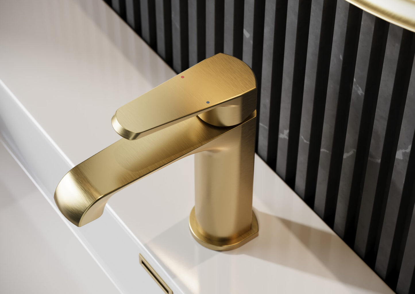 Nevada Mini Polished Brushed Brass Finish Basin Mixer Tap