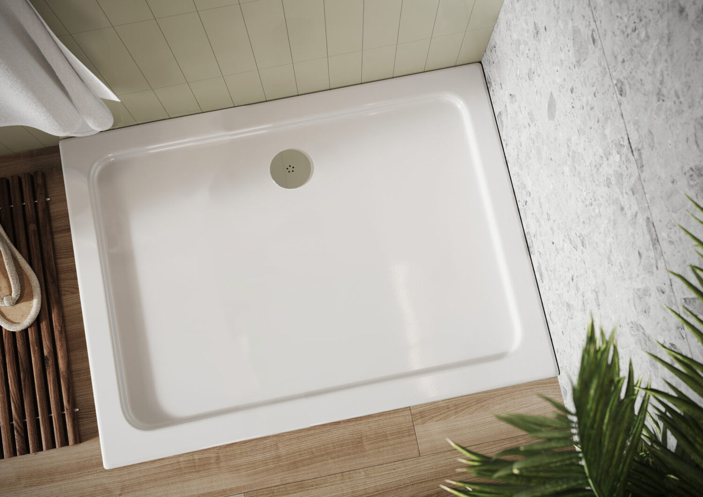 1100 x700 mm Flat Top Stone Resin Alexa Rectangular Shower Tray