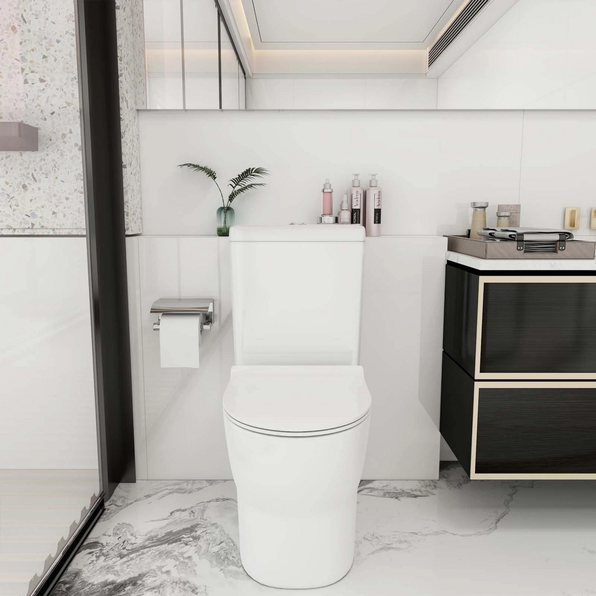 Back to Wall Closed Coupled WC Toilet Soft Closing Seat
