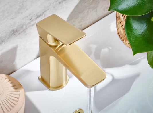 Brushed Brass Basin Mixer Tap