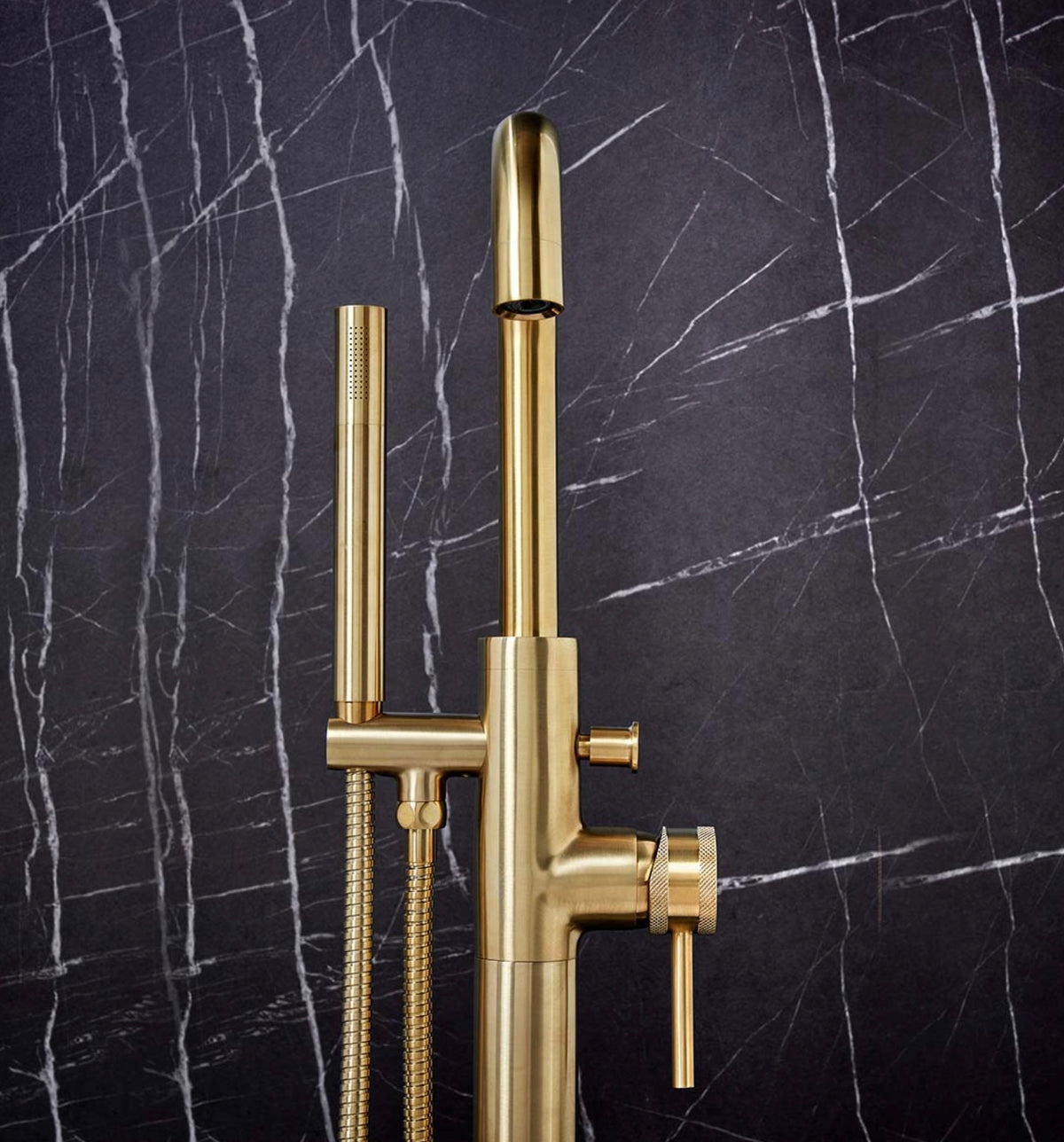 Free Standing Bath Shower Mixer Brushed Gold