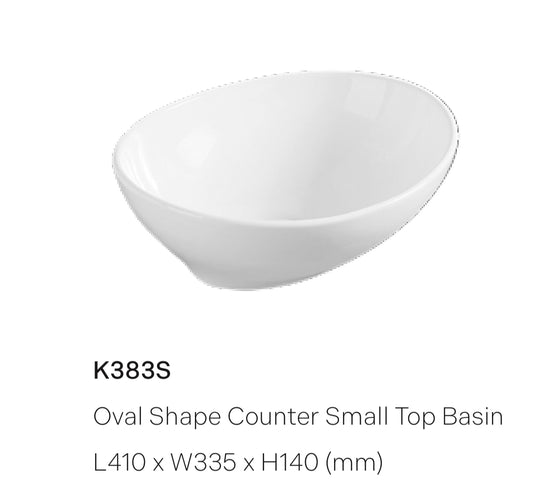 Oval shape countertop basin white