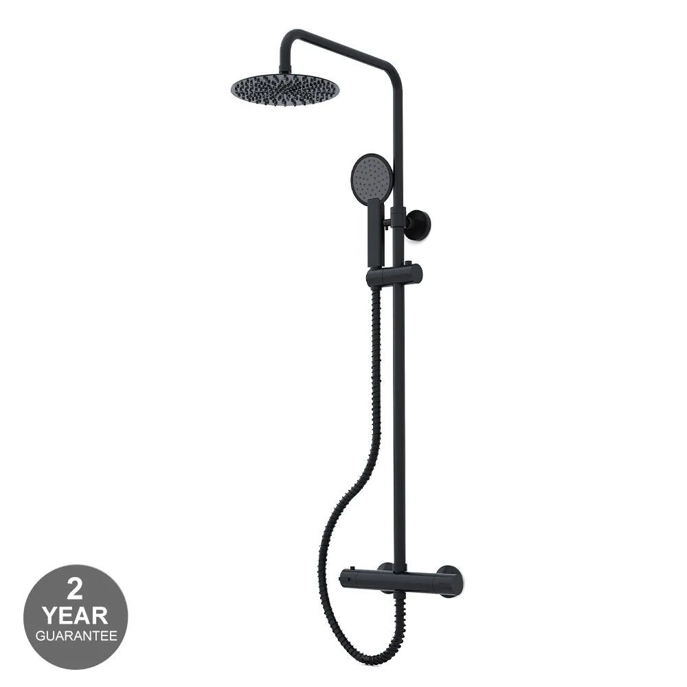 Islington Round Thermostatic Shower Set - Matt Black