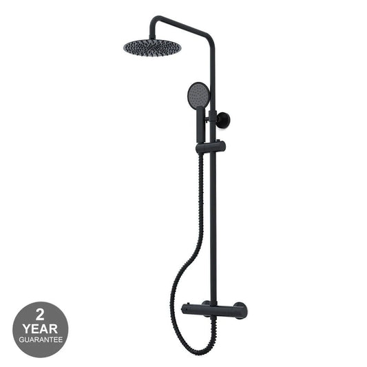 Islington Round Thermostatic Shower Set - Matt Black