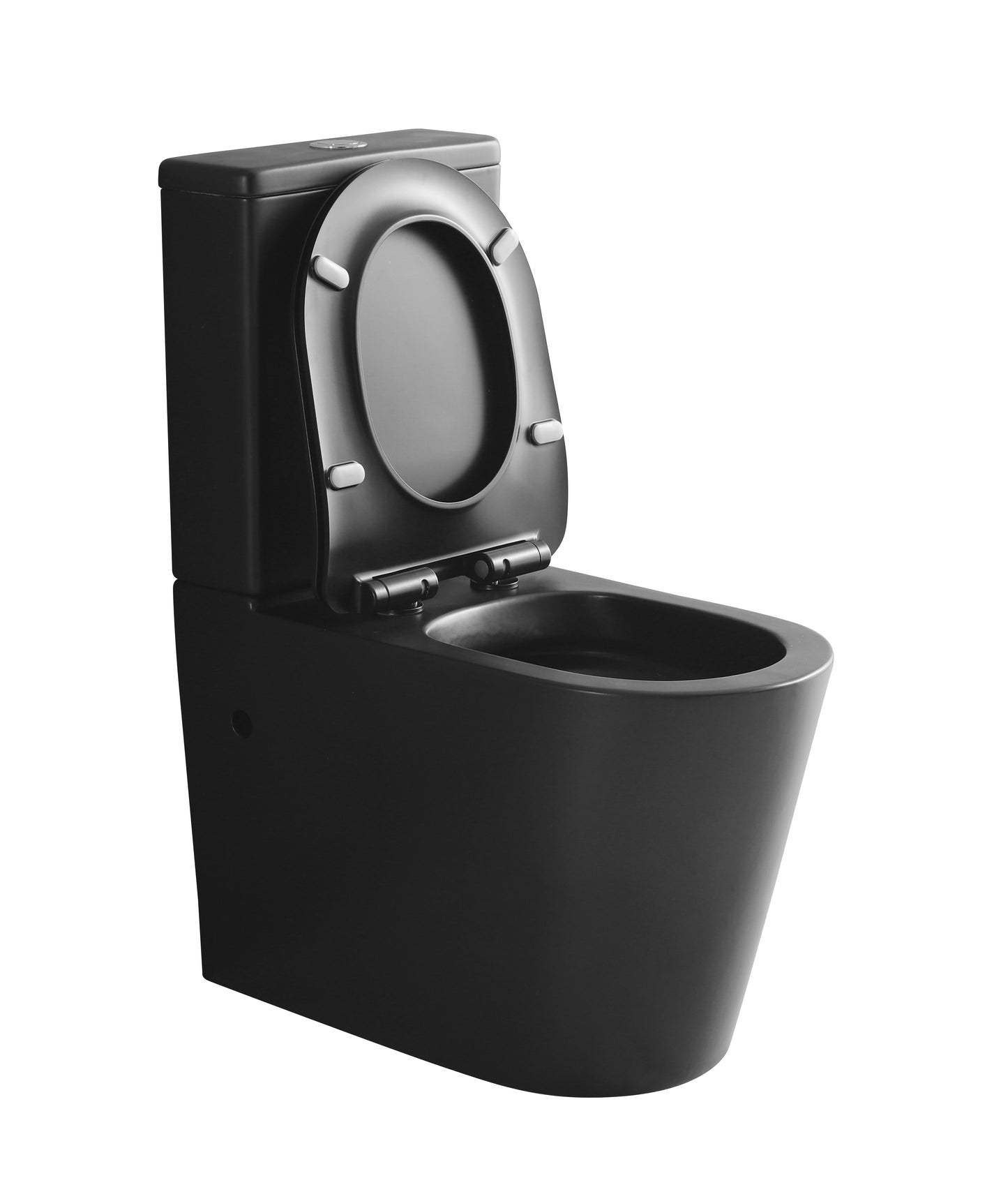 022R Rimless Matt Black Closed Coupled WC Toilet Including Soft Closing Seat