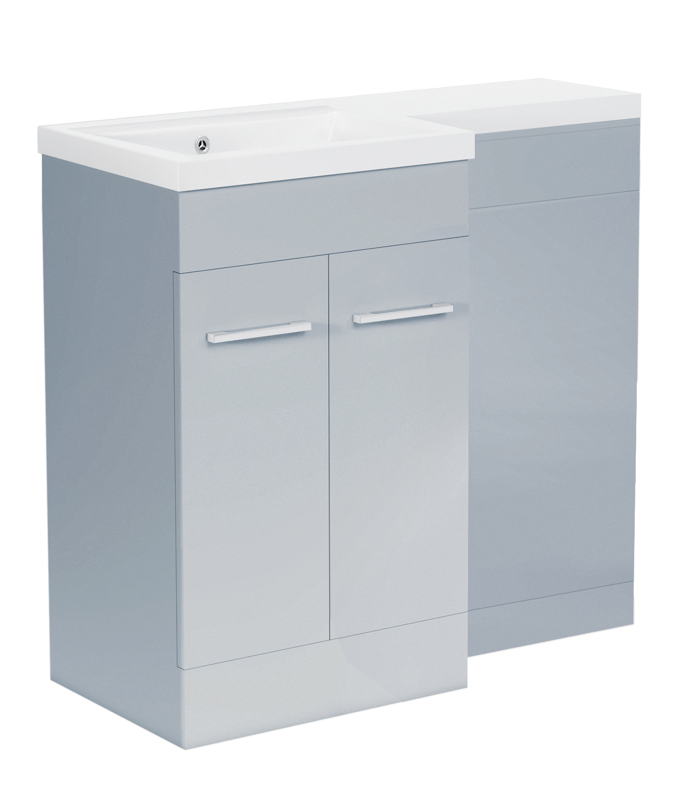 1000 mm L Shape Vanity Units Set With Polymarble  Basin