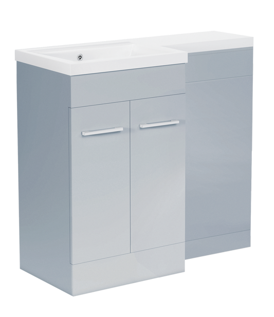 1000 mm L Shape Vanity Units Set With Polymarble  Basin