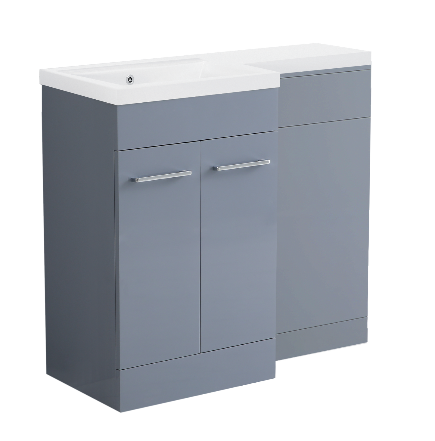 1000 mm L Shape Vanity Units Set With Polymarble  Basin