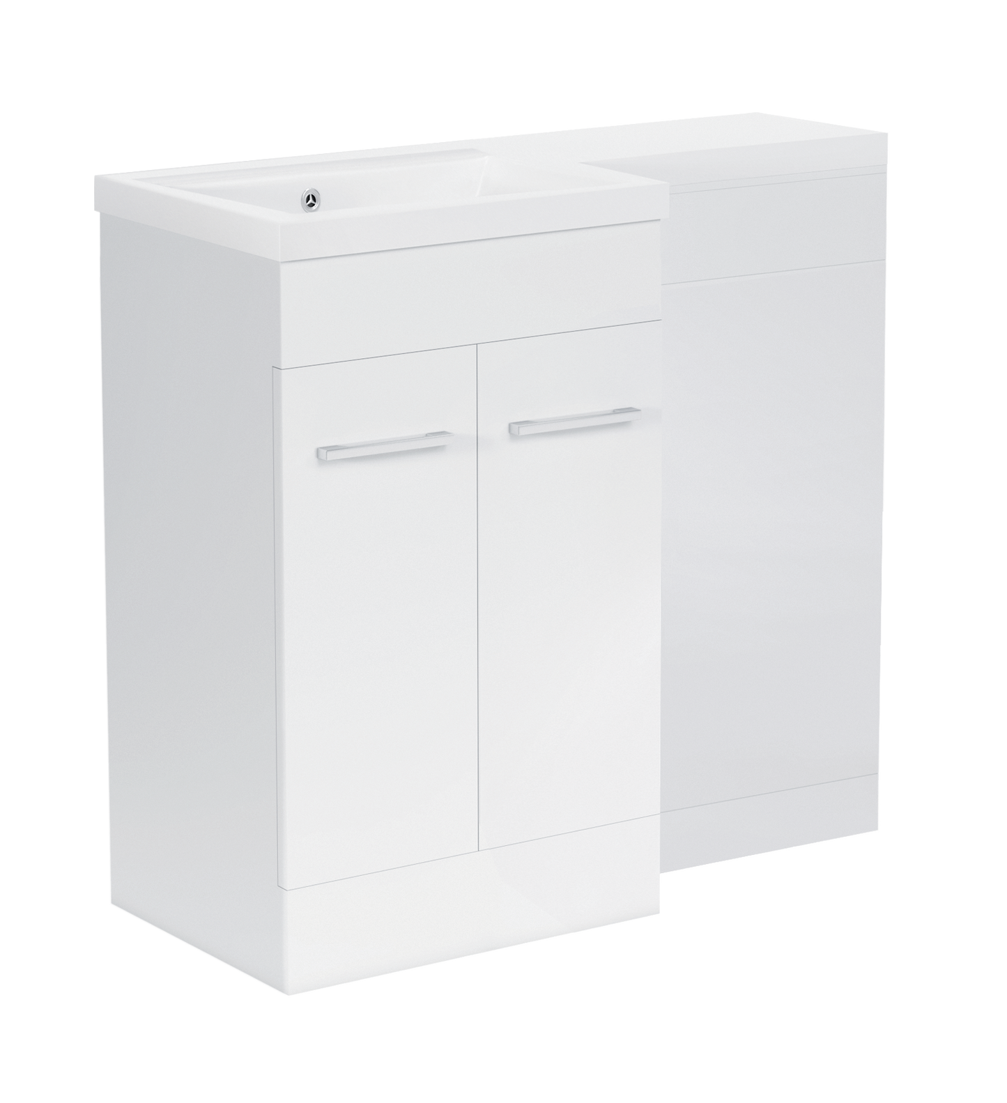 1000 mm L Shape Vanity Units Set With Polymarble  Basin