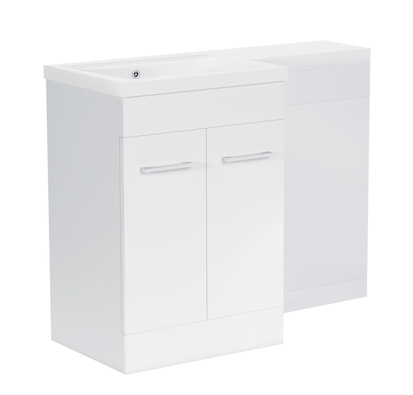 1000 mm L Shape Vanity Units Set With Polymarble  Basin