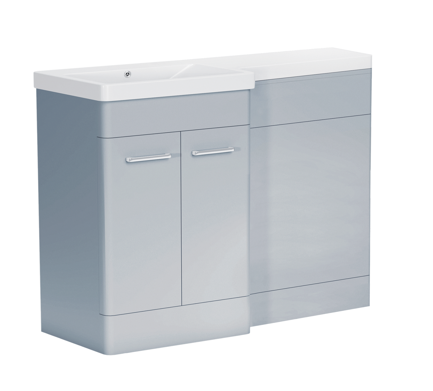 1000 mm L Shape Vanity Units Set With Polymarble  Basin