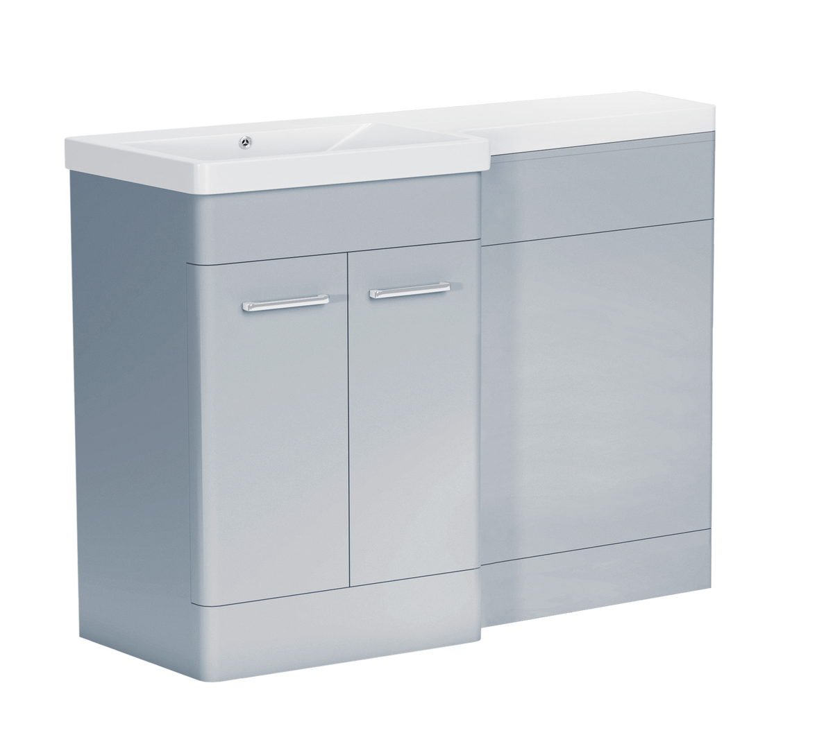1000 mm L Shape Vanity Units Set With Polymarble Basin