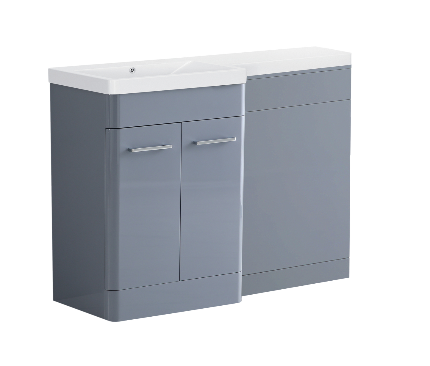 1000 mm L Shape Vanity Units Set With Polymarble  Basin