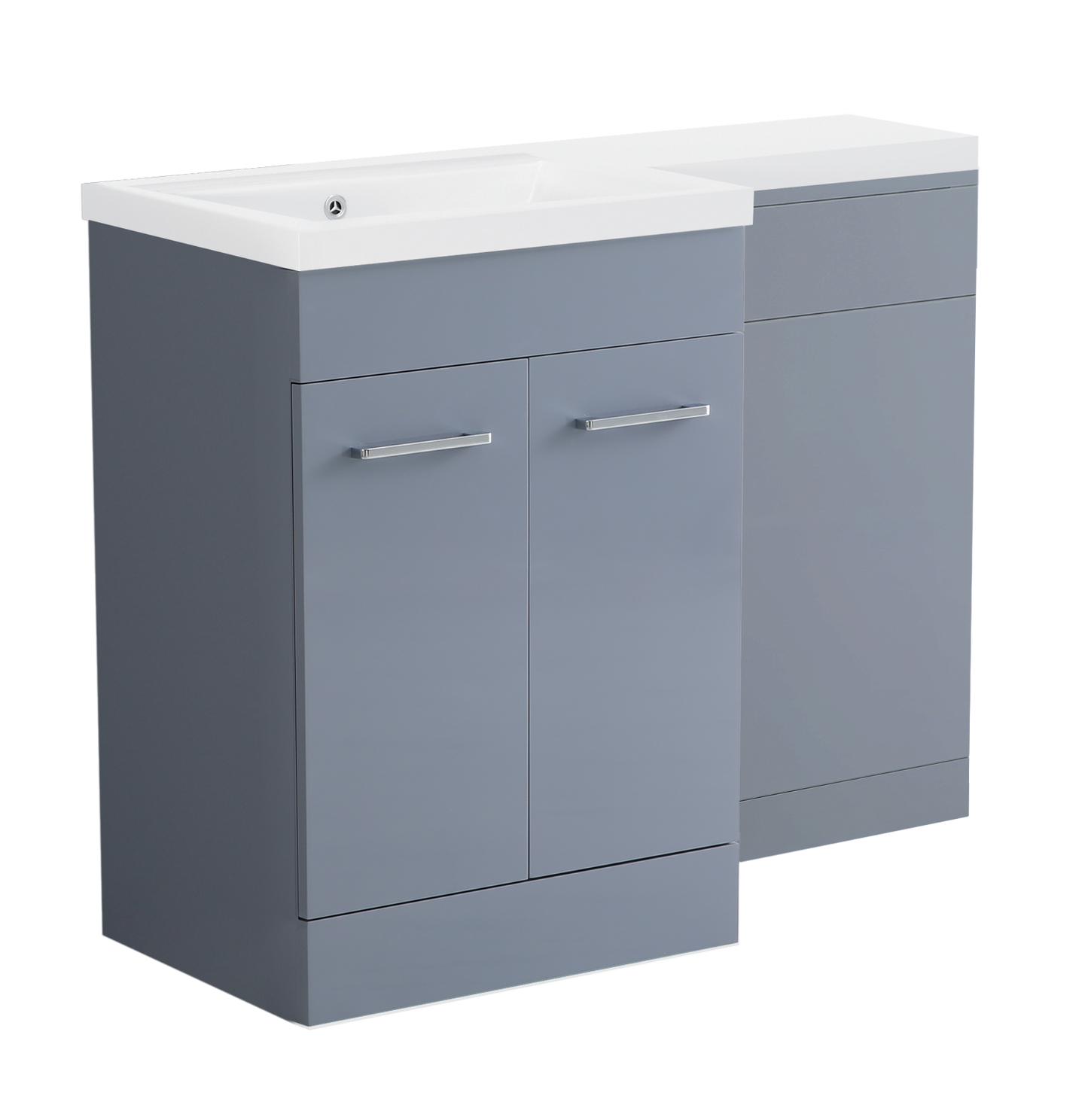 1000 mm L Shape Vanity Units Set With Polymarble  Basin