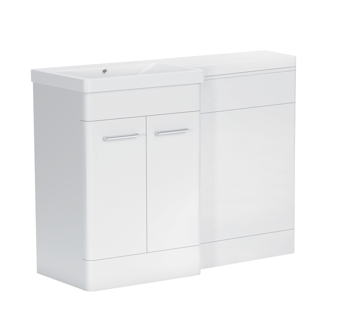 1000 mm L Shape Vanity Units Set With Polymarble  Basin