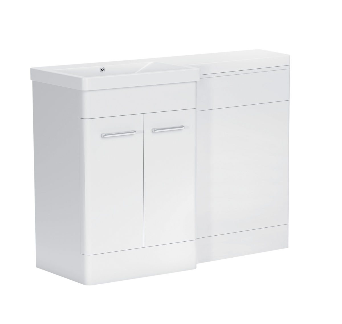 1000 mm L Shape Vanity Units Set With Polymarble Basin