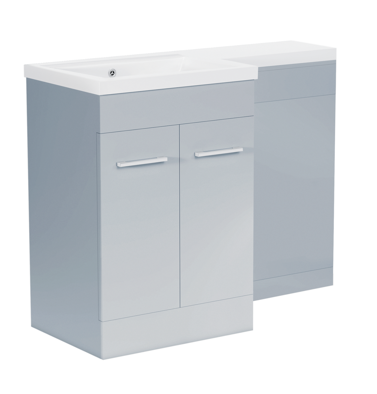 1000 mm L Shape Vanity Units Set With Polymarble  Basin